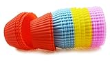 July Sky Silicone Cupcake liners - Non-Stick Reusable Silicone Baking Cups - Mini Muffins Molds (24 Pack,D 2.75in) Multicolored