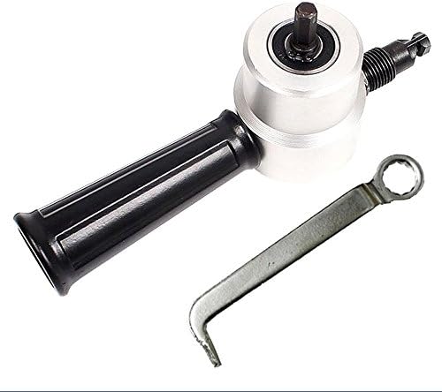 Drill Warehouse Steel Double Head Sheet Nibbler Metal Cutter Holder Tool Saw Shear Cutting Drill Attachment Hand Tool Power Drill 360°1500-3000RPM