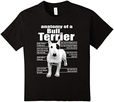 Kids ANATOMY OF A BULL TERRIER T-SHIRTS || FUNNY BULL TERRIER TEE 10 Black