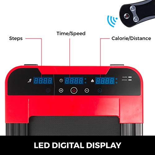 Popsport Foldable Treadmill Indoor Under Desk Treadmill Desk Large Running Surface Walking Office Treadmill Cardio(Red Black Handle)