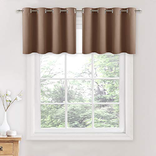 NICETOWN Blackout Curtains for Small Window - Grommet-Top Window Treatment Blackout Panel Drapes for Bedroom (Cappuccino, 2 PCs, W52 x L18 + 1.2 inches Header)