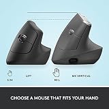 Logitech Lift Vertical Ergonomic Mouse Wireless Graphite USB Receiver Bluetooth view 11