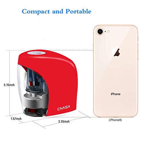 Pencil Sharpener,Electric Pencil Sharpener for NO.2 Pencils and Colored Pencils,Portable Automatic Electric Sharpener Feature for Home/School/Classroom/Office,USB or 2AA Batteries RED - Thumbnail 4