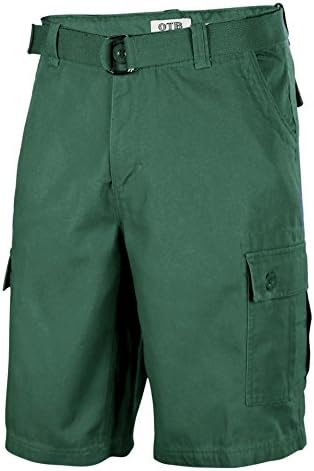 One Tough Brand Cargo Shorts with Attached Belt (11 Different Colors) (36, GREEN)