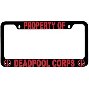 Property Of Deadpool Black Metal License Plate Frame Furnacerestaurant Co Nz