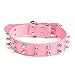 Dogs Kingdom 20-22'' Large Spikes Leather Dog Collars Studded Dog Collar Pink L