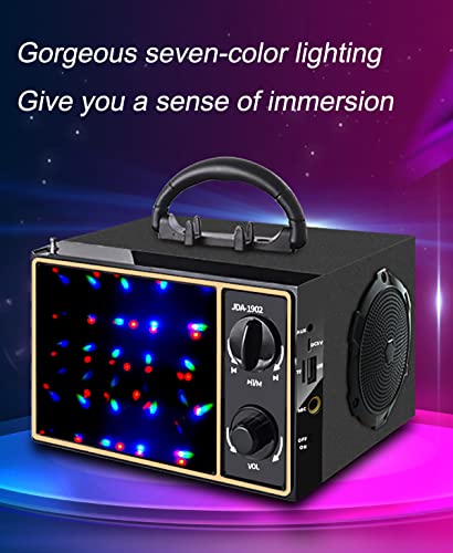 Wireless Bluetooth Speaker,Outdoor Wooden Bluetooth Speaker with LED Colorful Light Screen,Bluetooth 5.0 Wireless Stereo Speaker, Support FM Radio, Suitable for Family, Party, Travel.