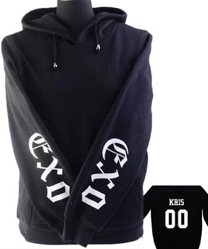 EXO Kpop Sweater shirt hoodie merchandise accessories Luhan Chan yeol Kris TAO XIUMIN + 2 pieces of EXO silicon wristband (KRIS, M)