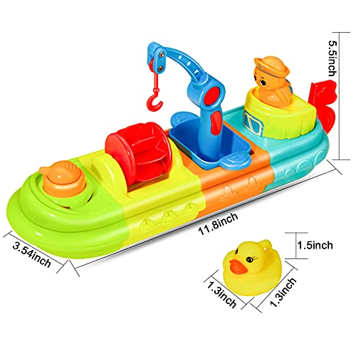 HOMETTER Bath Toys for Toddlers 12-36 Months, Little Bath Ducky and Boat for 1 2 3 4 5 Year Old Kids, Fun Bathtub Toys