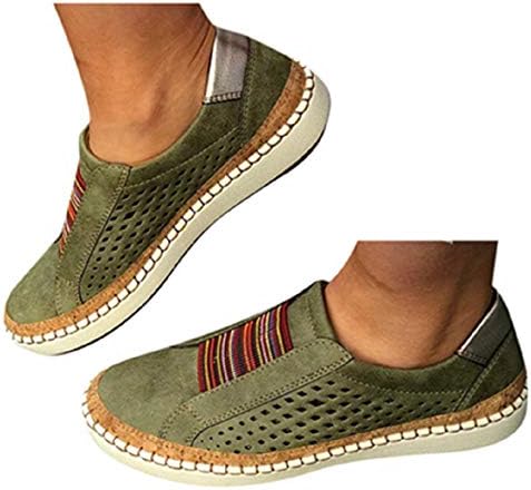 Womens Flat Shoes Slip On Shoes Flat Sneakers Running Sports Shoes Hollow-Out Round Toe Business Shoes by Gyouanime