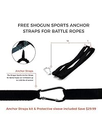 Shogun Sports Cuerdas de combate PolyDacron Cuerdas de entrenamiento. Disponible en 1,5 2 pulgadas de diámetro, 30 40 50 pies. Ideal para entrenamiento de WOD, acondicionamiento, fitness y fuerza. Correa de ancla incluida.