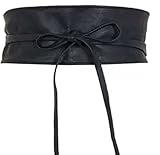 ICSTH Womens Soft Faux Leather Self Tie Wrap Around Obi Waist Band Cinch Belt
