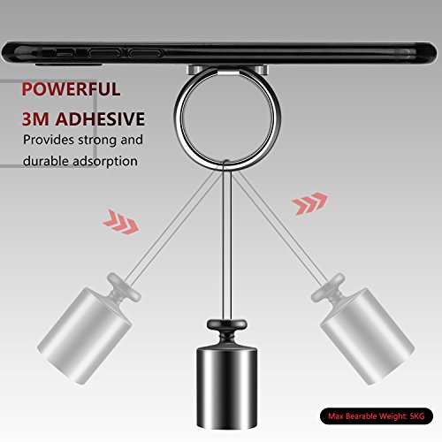 Phone Ring Holder Finger Kickstand - FITFORT 360° Rotation Metal Ring Grip for Magnetic Car Mount Compatible with All Smartphone-Sliver