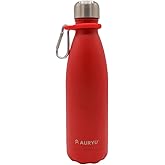Auryu Triple-Walled Insulated Stainless Steel Water Bottle, 17oz Capacity, Keeps Drinks Cold for up to 24 Hours and Hot for up to 12 Hours, Leak Proof, BPA-Free, Red