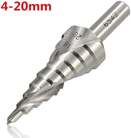 Wishfive 4-20mm HSS Hex Shank Spiral Groove Step Cone Drill Bit Hole Cutter Ladder Drill