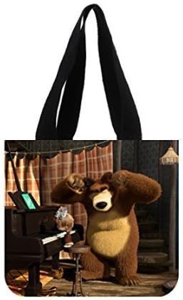 Lovely Masha And The Bear Custom 100% cotton canvas Tote Bag 02 (2 sides)