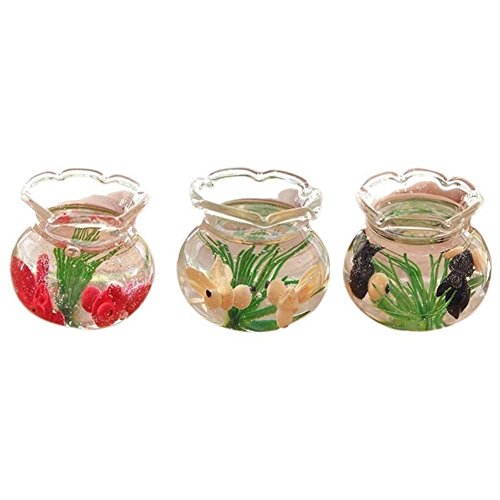 AkoMatial Dollhouse Furniture Accessories, Mini Decoration Resin Miniature Fish Tank Accessory Toy for 1/6 1/12 Dollhouse - Yellow