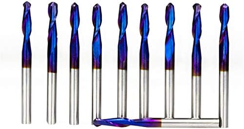 10Pcs CNC Router Bits 1/8 Router Bit 1/8 End Mill Flat Nose Carbide Endmill 2-Flute Spiral Upcut Milling Cutter Tool Set for Wood Nylon Resin ABS Acrylic PVC MDF Hardwood (3.175x3.175x12mm)