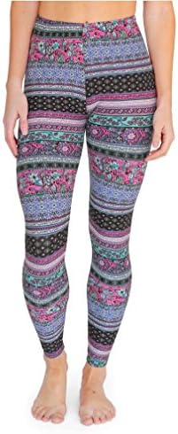 Patterned Leggings For Women, Best Quality Spandex, Ultra Soft, One Size Fits All (Regular XS – L) (Purple Floral)