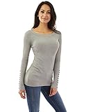 PattyBoutik Women’s Crewneck Raglan Ribbed Sweater (Light Gray M)