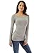 PattyBoutik Women’s Crewneck Raglan Ribbed Sweater (Light Gray M)