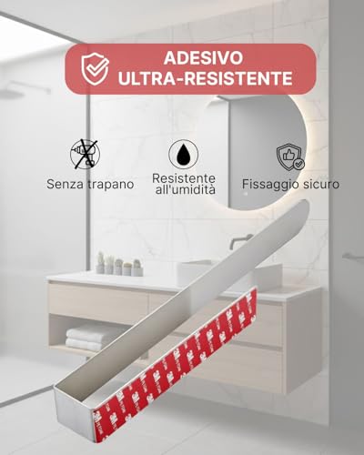 HOLESS - Bathroom Towel Holder - Stainless Steel - Strong 3M Adhesive - No Drilling - Easy to Install - Supports Up to 5kg - Length 37cm