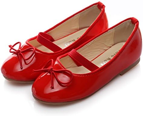 ChicKarl Girl's Red Patent Leather Bow Mary Jane Flat 11.5M