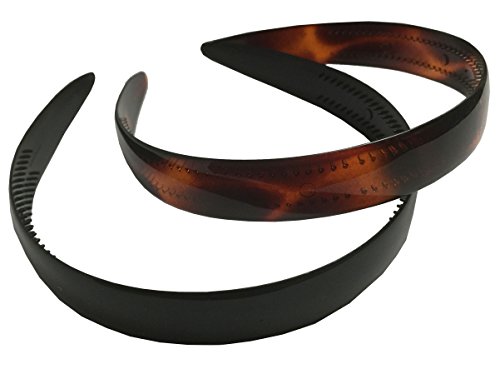 Parcelona Made in France Set of 2 Shell Brown N Black Wide Celluloid Hair Head Band Headband