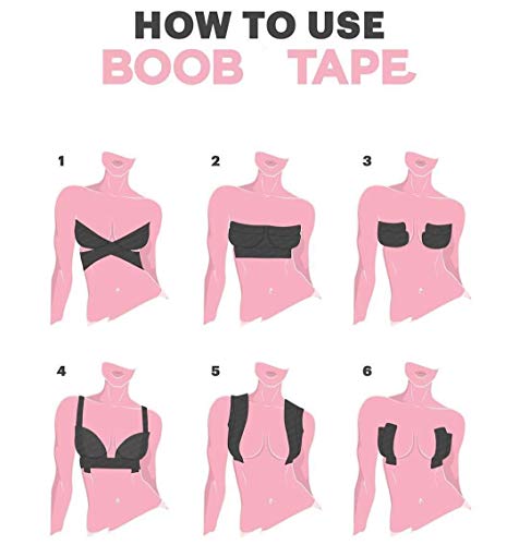 Boob Tape and 10 Pcs Backless Nipple Cover Set, Breathable Breast Lift Tape Medical Grade Athletic Tape with Breast Petals Disposable Adhesive Bra for A-E Cup Large Breast