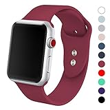 Yimzen Soft Silicone Sport iWatch Band Strap for Apple Watch Series 3 2 1 Sport & Edition 38mm S/M Rose Red