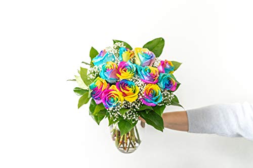 4 Flowers+Dozen+Wild+Rainbow+Roses