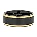 100S JEWELRY Tungsten Rings for Men Two Tone Black Gold Wedding Band Center Brushed Engagement Size 6-16