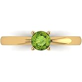 Clara Pucci 0.5 cttw Peridot 14K Yellow Gold Solitaire Ring for Women - Cocktail Statement Fashion Jewelry Gift (5.0mm, Round Cut)