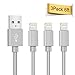 iPhone Cable, Quntis 3Pack 6ft iPhone USB Cable, Premium Nylon Braided 8-Pin Apple Lightning to USB Cable Cord Charger for iPhone 7 7 Plus 6S 6 Plus 6s 6 SE 5S 5C 5 iPad Air Mini iPod Nano 7 (Gray)