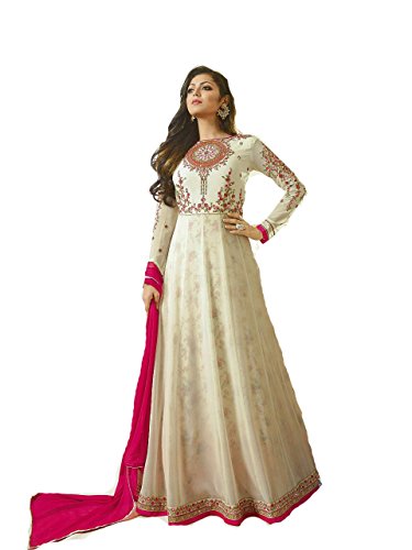 Designer Ready Made Indian Fashion Anarkali Salwar Kameez Party Wear LT NITYA2 (Cream, XS-36)