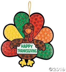 Amazon.com: Turkey Glitter Foam Mosaic Craft Kit -12 ...