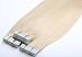 Fabwigs Tape In Human Hair Extensions - 16 Inch/30 Grams 20pcs #60 Platinum Blonde - Silky Straight Skin Weft Human Remy Hair