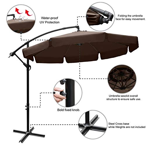 ABCCANOPY 270cm Sonnenschirm,Marktschirm Gartenschirm Terrassenschirm,Gestell Stahl,Braun – Bild 5