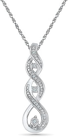 Beautiful Infinity Pendant In Sterling Silver with Diamonds (0.03 CTTW), 18" Chain Is Included