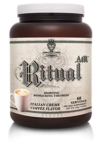 Ambrosia Ritual AM - Morning Biohacking Theorem | Keto Coffee Drink with MCT Oil - GoBHB Ketones - Velositol | Brain & Body Energy (Italian Creme Coffee, 60 Servings)