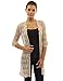 PattyBoutik Women Open Stitch Crochet Lace Cardigan (Beige Small)