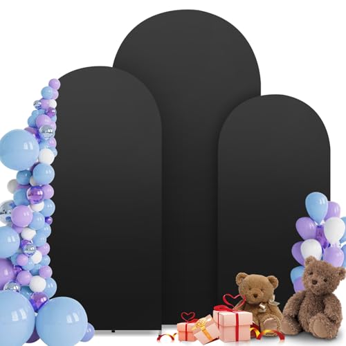 MEKOTRIN 3 Piezas de Fondo Cubierta de de Alta Elasticidad Espesar Fibra de Poliuretano Seda de Leche a Prueba de Decoloración para Fiestas de Boda (Negro, 4FT, 5FT, 6FT)