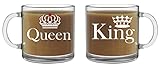 King and Queen - 13oz Coffee Glass Mug Couples Set