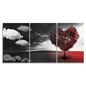 Heart Shape Tree Black and White Abstract Art...
