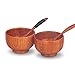 Wooden Small Round Bowl with Spoon Set for Rice, Soup, Dip, Decoration