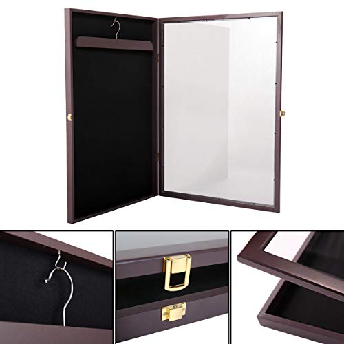 Thegreatshopman Brown Sports Jersey Frame Box Wall Display/Case Rack Frame Locable