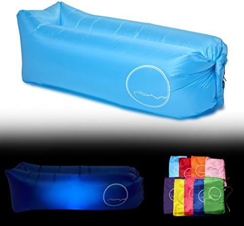 PERCH Brand Inflatable Lounger with LED Light (Sky Blue)