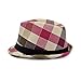 Premium Multi Color Plaid Stitch Black Band Fedora Hat, Camel