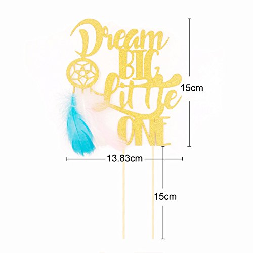 JANOU Dream Catcher Gold Glitter Cake topper Cupcake Pick Toppers with Feather for Wedding Birthday Graduation Party Favors