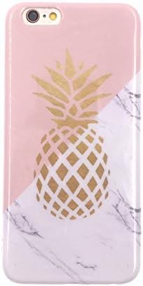 iPhone 6 Case,LACK Shiny Gold Pineapple Teal Marble Design,Clear Bumper Matte TPU Soft Rubber Silicone Cover Phone Case for Apple iPhone 6/6S 4.7'' [Pineapple Marble ]